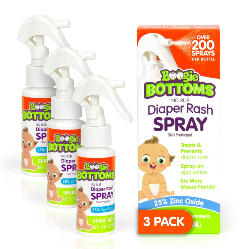 Baby Diaper Rash Cream Spray by Boogie Bottoms, No-Rub Touch Free Application for Sensitive Skin, Over 200 Sprays per Bottle, 1.7 oz, Pack of 3 1.66 Fl Oz (Pack of 3) Diaper Cream Spray