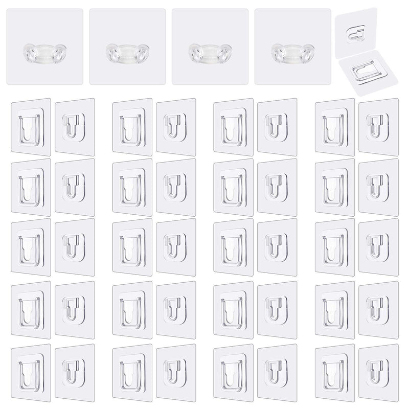 Double Sided Adhesive Wall Hooks|20 Pairs Double-Sided Wall Hook+4 Pairs Wall Plug Holder|13.2lb(Max) Sticky Hooks| Wall Hooks Heavy Duty, Hanging Hooks for Bathroom Kitchen Home