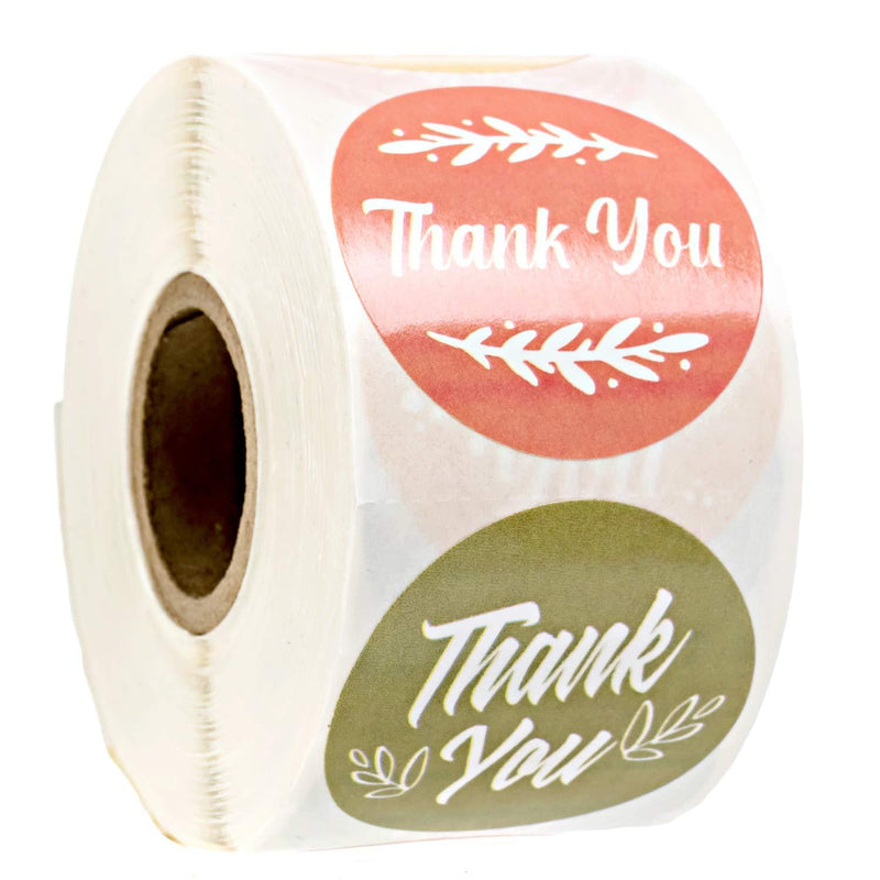 1.5" Multi-Color Thank You Shipping Labels / 8 Colorful Designs / 500 Small Business Packaging Stickers Per Roll