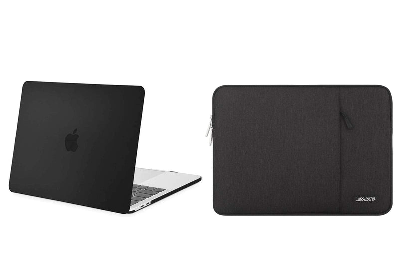 MOSISO Plastic Hard Shell Case & Vertical Sleeve Bag with Pocket Compatible with MacBook Pro 13 inch 2020 2019 2018 2017 2016 Release A2338 M1 A2289 A2251 A2159 A1989 A1706 A1708, Black