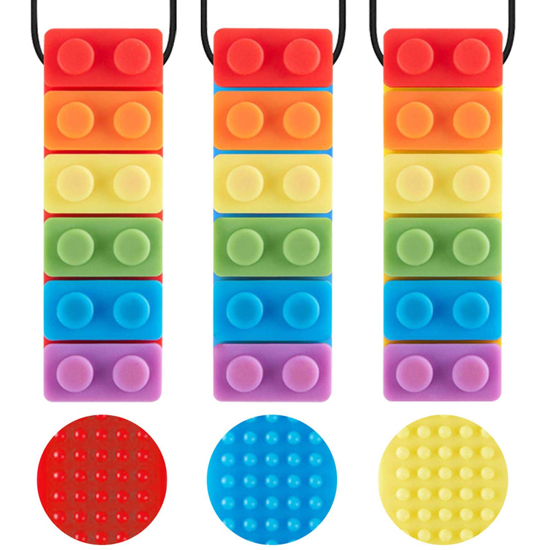 3 Pack Sensory Chew Necklace for Kids Toddlers with Autism ADHD,Biting Needs,Oral Motor Chewy Stick,Teether Toys for Autistic Chewers,Gum-Friendly
