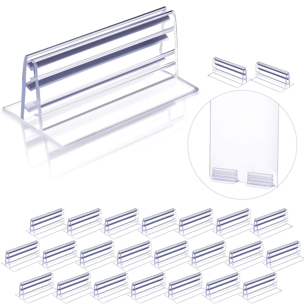 24 Pieces Self Adhesive Sneeze Holder, Acrylic Panels Holder, Sneeze Bracket Mouth, Acrylic Stands, Glass Stands, 3 x 1.6 Inch (L x H), 0.04 to 0.2 Inch Thick