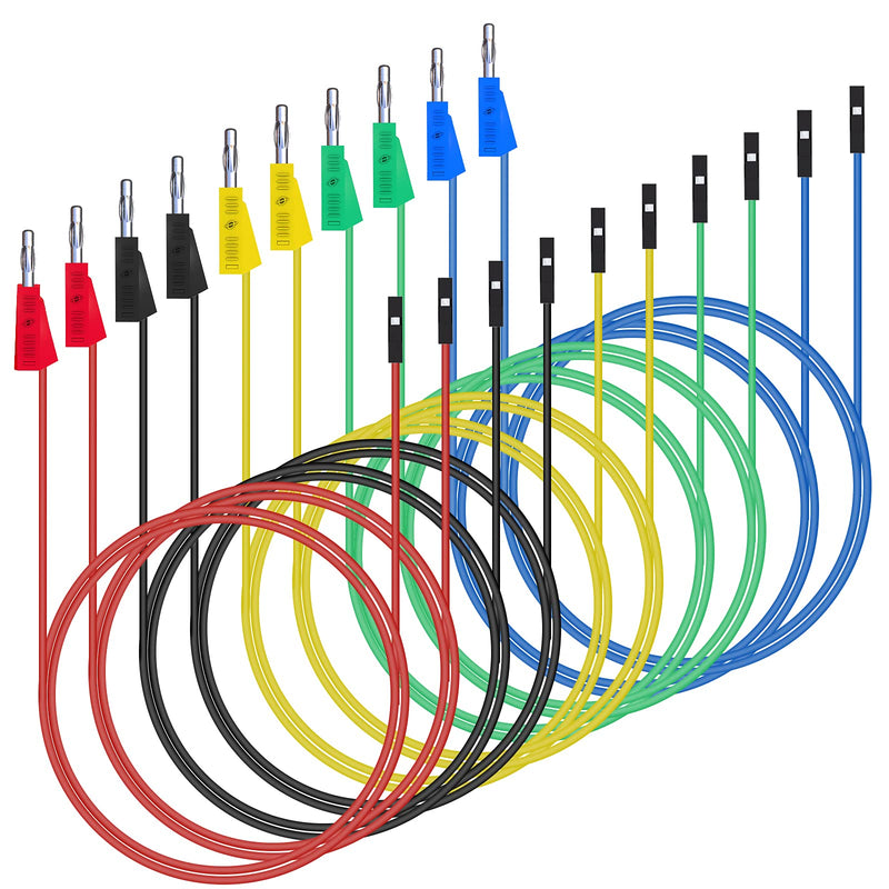Goupchn Stackable Banana Plug to Breadboard Female Jumper Wires Soft Flexible Silicone Test Leads for Electrical Testing P1530