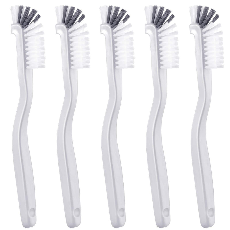 5 Piece Cleaning Dish Scrub Brush Kitchen Sink Bathroom Brushes, Household Pot Pan Dishwasher Edge Corners Grout Deep Cleaning Brush with Stiff Bristles (White and Black) White and Black