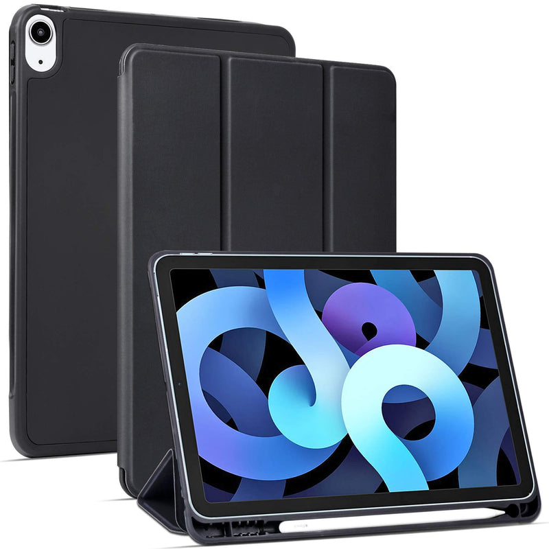 Arae for iPad Air 4 Generation 10.9 Case (2020) Auto Wake / Sleep Feature Standing Cover, Black