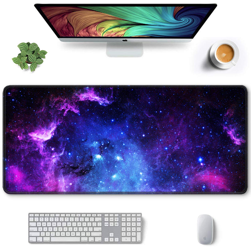 Auhoahsil Large Mouse Pad, Full Desk XXL Extended Gaming Mouse Pad 35" X 15", Waterproof Desk Mat with Stitched Edges, Non-Slip Laptop Computer Keyboard Mousepad for Office and Home, Galaxy Design Amazing Galaxy XXL - Extended size 35.6”x15.8”