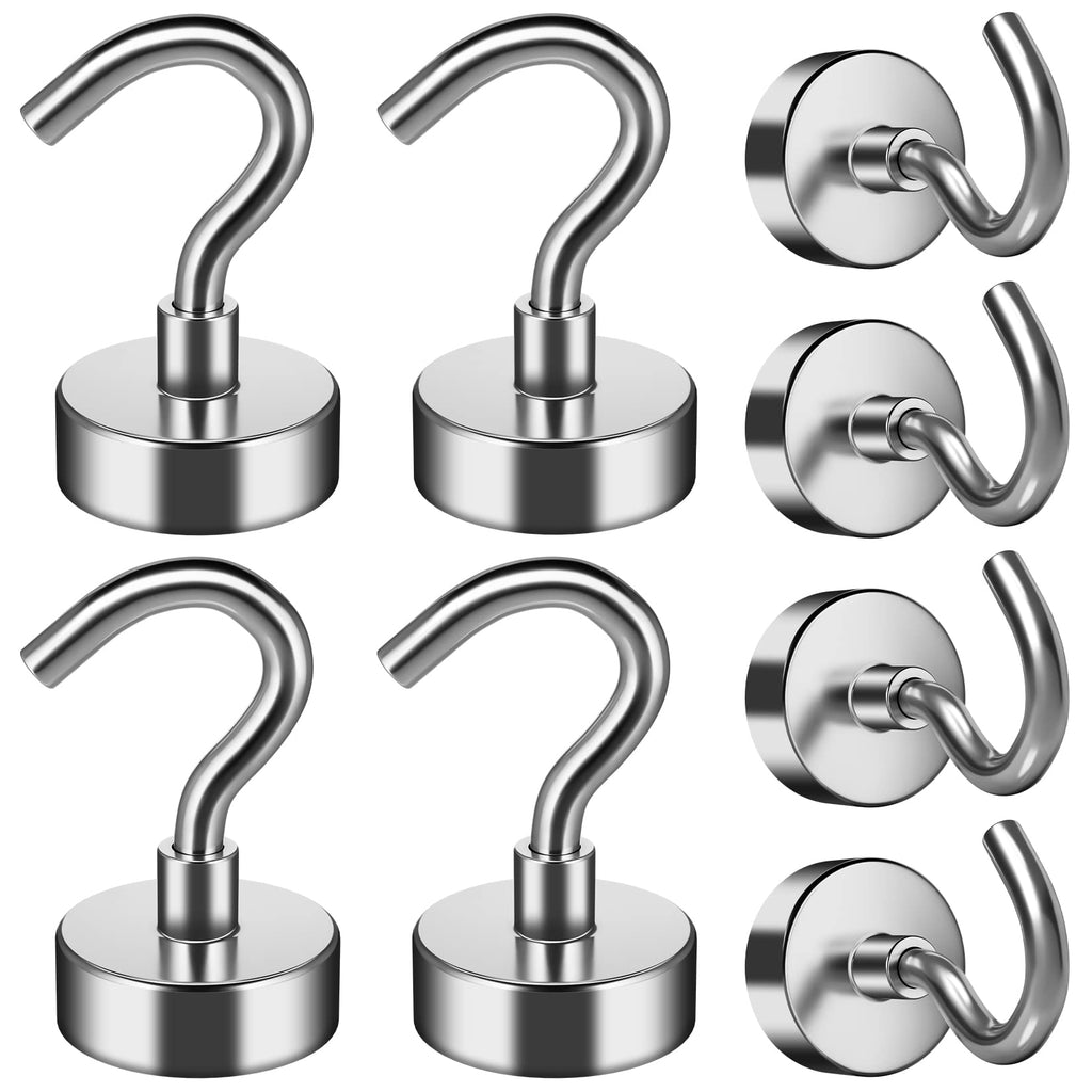 FINDMAG 8 Pack Magnetic Hooks 25 LBS Neodymium Magnet Hooks, Magnet with Hooks Strong Magnetic Hooks for Hanging at Home, Kitchen, Office and Garage