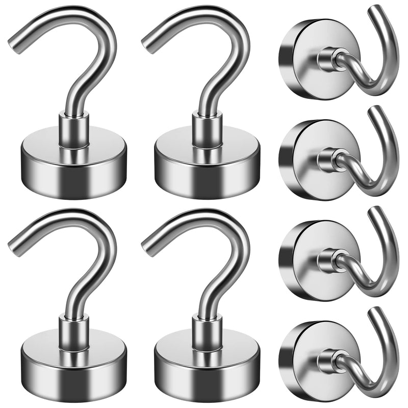 FINDMAG 8 Pack Magnetic Hooks 25 LBS Neodymium Magnet Hooks, Magnet with Hooks Strong Magnetic Hooks for Hanging at Home, Kitchen, Office and Garage