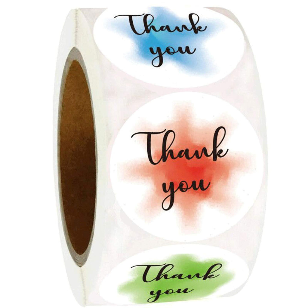 1.5 Round Thank You Stickers - Colorful Thank You Business Stickers 500 Thank You Labels Shipping Stickers for Gifts Bags, Envelopes (Colorful, 1.5 inch)