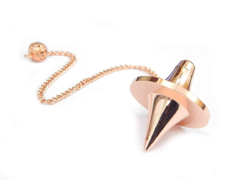 Spinning Top Design Openable Cone Point Copper Metal Pendulum. Healing Dowsing Reiki Pendulum for Divination, Chakra Testing & Spiritual Energy.