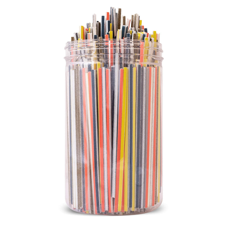 Keystone Cushioned Abrasive Sanding Twigs with Storage Jar Ideal for Woodworking Hobby Arts Crafts Models Mixed Grits and Lengths (300 Sanding Sticks)