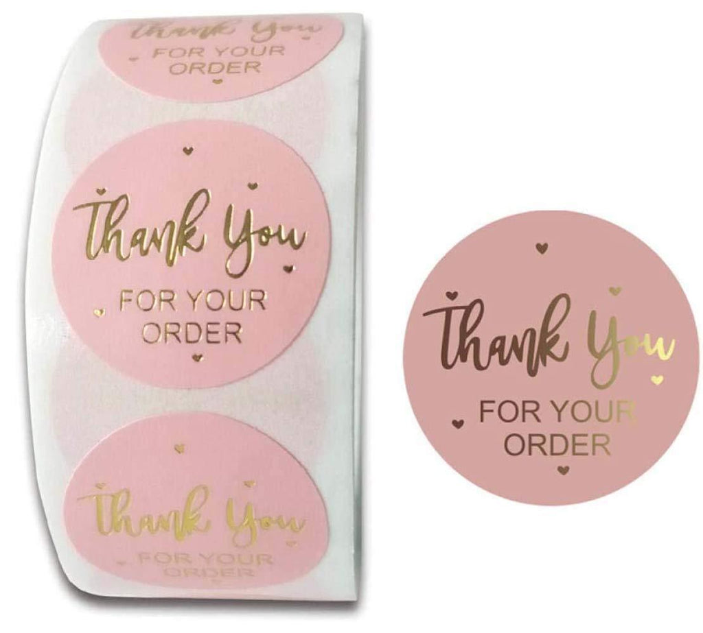 1.0 Inch Thank You Sticker Foil Thank You for Supporting My Small Business Labels for Packages Gift Bags Wedding Favors Envelopes Bakery(1 Roll, 500 Stickers)