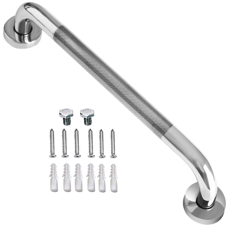 16 Inch Anti Slip Shower Grab Bar Handle, ZUEXT Chrome Finish Stainless Steel Bathroom Grab Bar, Knurled Bathroom Balance Bar,Safety Hand Rail Support,Handicap Elderly Injury Senior Assist Bath Handle 16 Inch (Pack of 1)