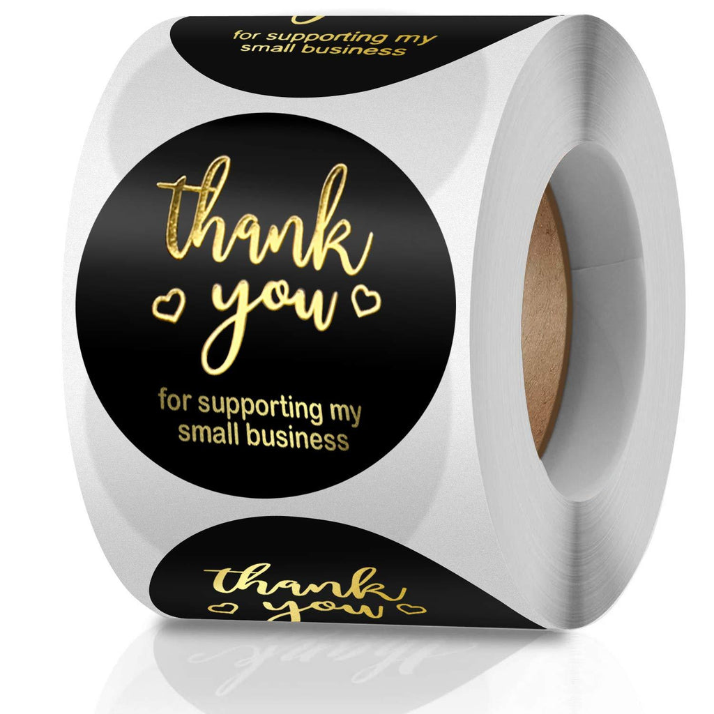 Dongpong Thank You Stickers Roll 1.5 Inch Round Bronzing Golden Font Thank You for Supporting My Small Business Stickers 500 Adhesive Label Business Stickers for Packaging Envelopes Shipping Bags 1.5 Inch Bronzing