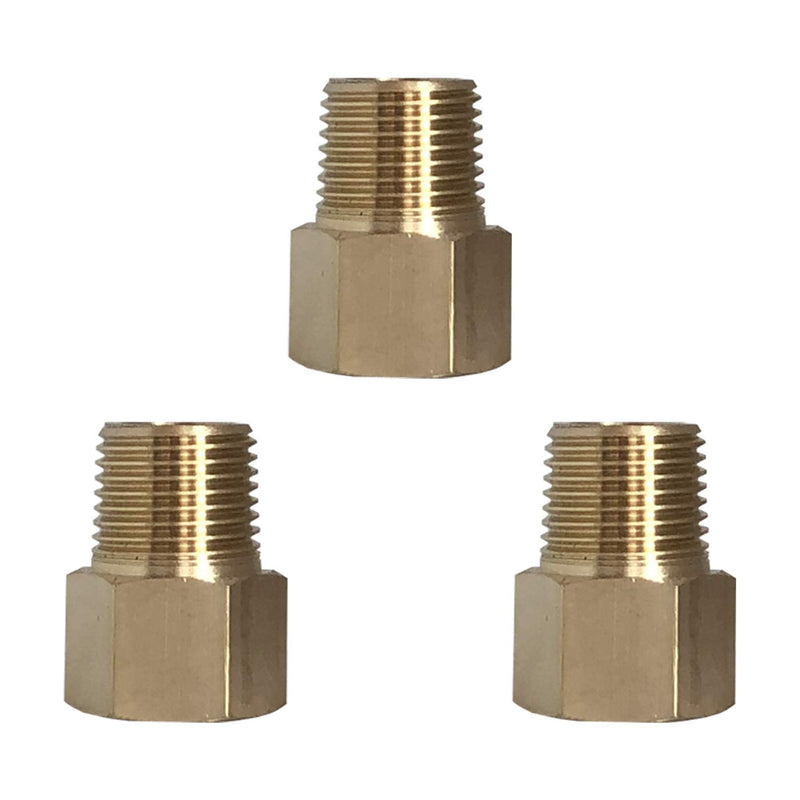 3 Pack NPT 1/2"Male x G1/2" Female Brass Pipe Fitting Reducer Thread Adapter