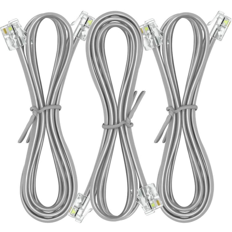 NECABLES (3 Pack) Phone Cord 3ft Telephone Cable RJ11 6P4C Male to Male for Landline and Fax - 3 Feet