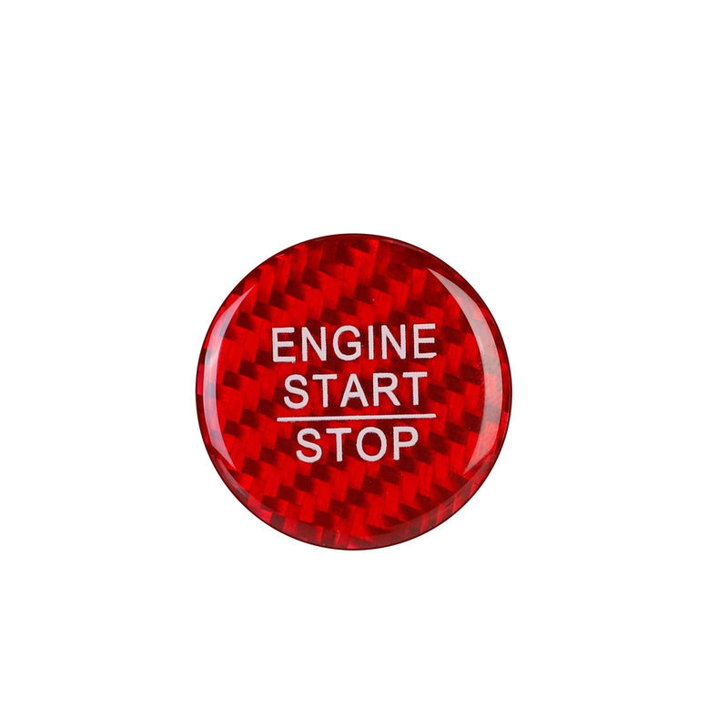 ramuel Compatible with Start Stop Button Cover Carbon Fiber Engine Key Sticker Trim Cover Push to Start Protective Film for Toyota (Red)
