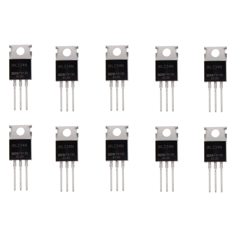 BOJACK IRLZ34N MOSFET 30 A 55 V IRLZ34NPBF N-Channel Field Effect transistors TO-220AB (Pack of 10 Pcs)