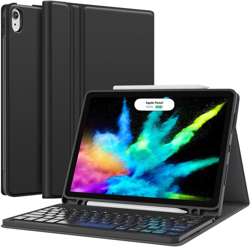 iPad Air 4th Generation Case with Keyboard, iPad Pro 11 Keyboard Case 2018 - Detachable Wireless Keyboard - Pencil Holder - Flip Stand Cover for iPad Pro 11 1st Gen/iPad Air 4 10.9 Inch 2020, Black Air 4 10.9"2020/11" 2018