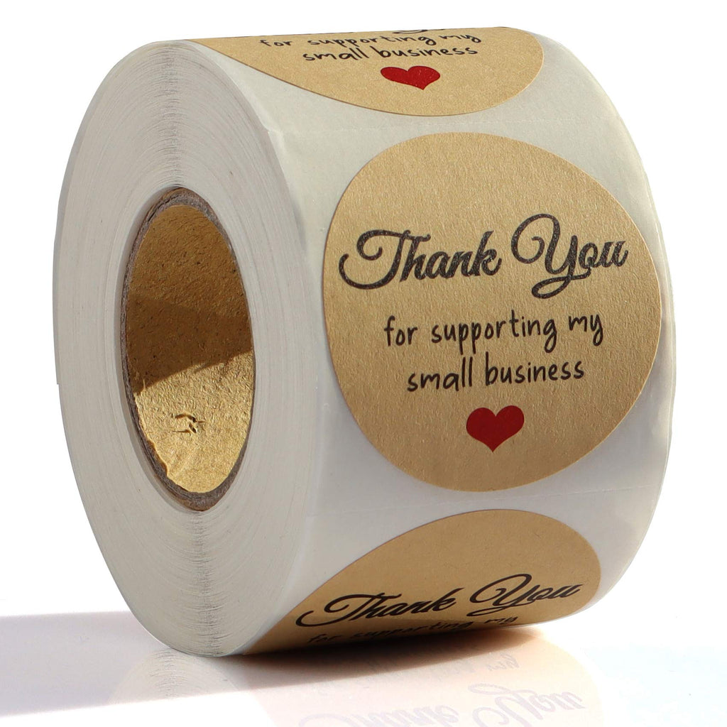 2" Kraft Thank You for Supporting My Small Business Stickers /500 Labels Per Roll, Thank You Sticker Roll Boutique Supplies for Business Packaging & Gifts (Brown-2inch) Brown-2inch