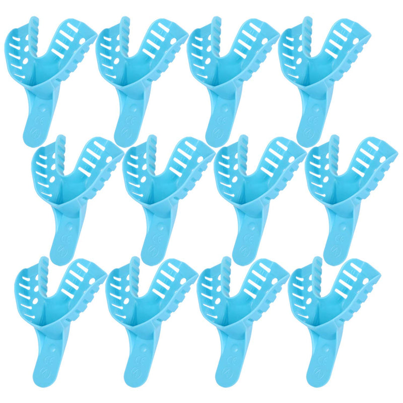 JMU Dental Impression Tray,Bag of 12 Perforated Disposable Trays,4 Medium Lower #4