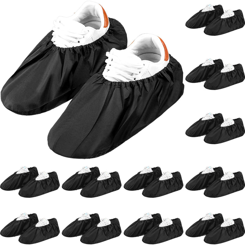 12 Pairs Reusable Shoe Covers Slip Resistant Waterproof Boot Covers Elasticity Convenience Dustproof Overshoes Machine Washable for Household Carpet Floor Protection, Black 12
