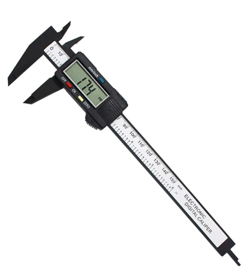 Yansanido Digital Caliper 0-6" (0-150mm) Calipers Measuring Tool plastic Vernier Caliper with Large LCD Screen Inch/mm Conversion Auto-Off Perfect for Household DIY Measurment (Black White)