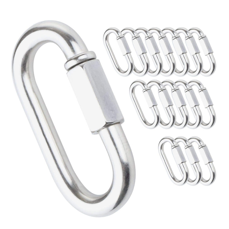 IEBUOBO 304 Stainless Steel Quick Links D Shape Locking Quick Chain Repair Links M5 3/16 inch Pack of 15
