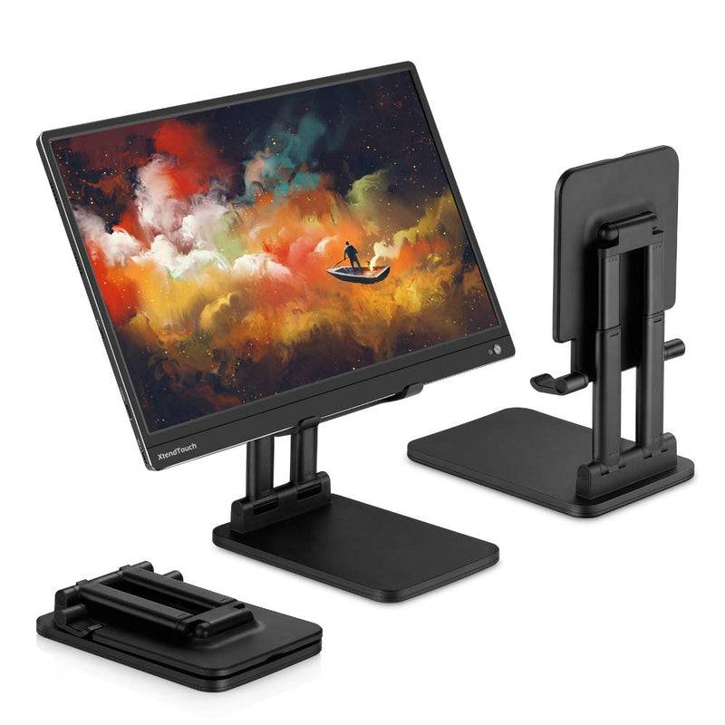 Pepper Jobs Tablet Holder Solid Sturdy Stand, Dual Tube Foldable for Ipad Pro Holder Stand, Universal Tablet Stand, Portable Monitor Stand Adjustable Height and Viewing Angle Extremely Stable (Black) Black