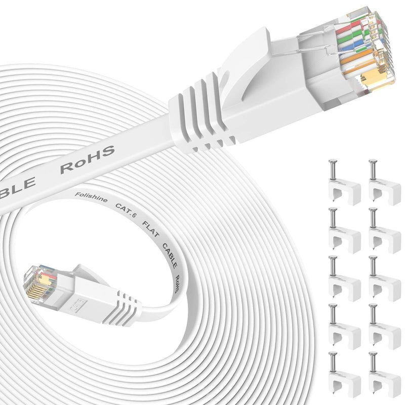 Ethernet Cable 25 ft, Cat 6e/Cat6 Ethernet Cable High Speed with Network Patch Cords, LAN Cable Clips with Rj45 Connector for Router Modem Faster Than Cat 5e/Cat 5-White 25FT