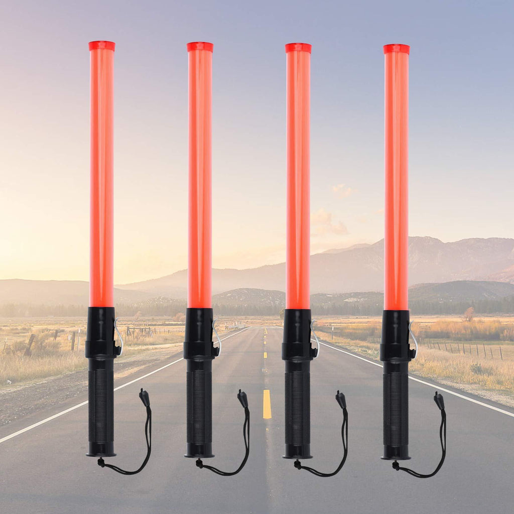 21 inch Signal Traffic Safety Baton 4 Piece 6 Led Light Multifunction Traffic Wand with Blinking and Steady-glow Flashing modes for Parking Guides, Using 2 C-size batteries (Not included)