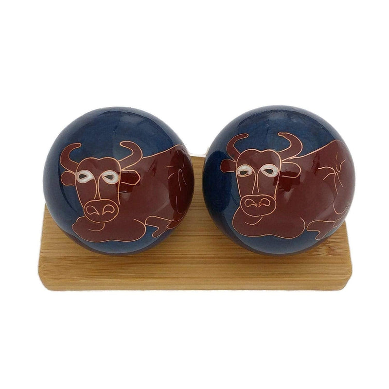 Top Chi Ox Baoding Balls with Bamboo Stand. Chiming Chinese Health Balls for Hand Therapy, Exercise, and Stress Relief (Medium 1.6 Inch) Medium 1.6 Inch