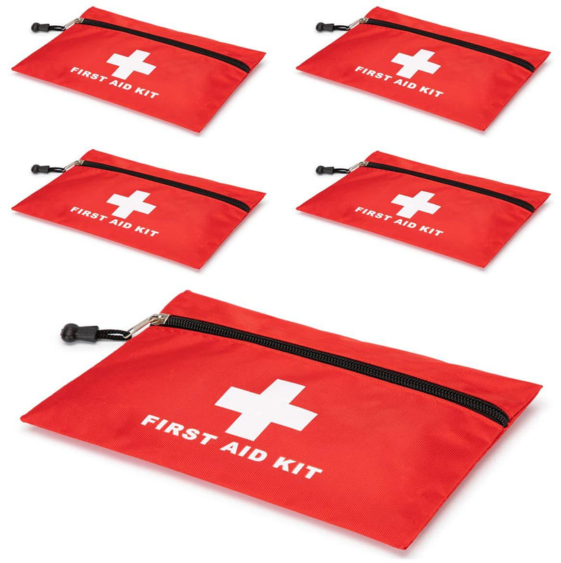 PAXLamb Red First Aid Bag Small First Aid Kit Empty Medical Storage Bag for First Aid Kits Pack Emergency Hiking Backpacking Camping Cycling Travel Car (Red 7.9x5.5" 5PC) Red 7.9x5.5" 5pc