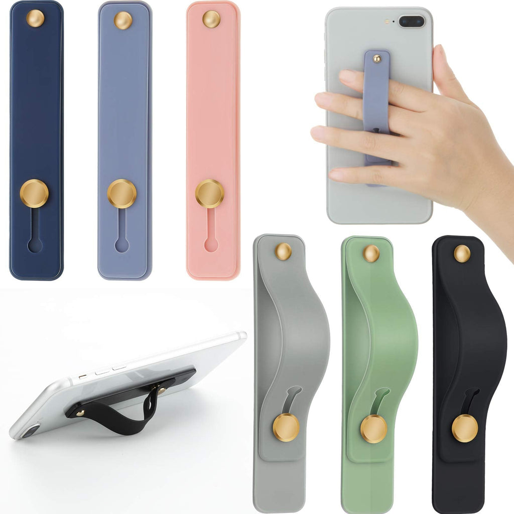 6 Pieces Phone Strap Grip Holder Finger Cell Phone Grip Telescopic Phone Finger Strap Stand Universal Finger Kickstand for Most Smartphones (Soft Colors) Soft Colors