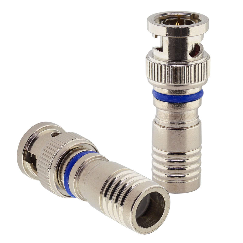 Kaunosta BNC Male Compression Coax Connector - RG6 RG59 Coaxial Cable Connector for Security Camera 2pcs