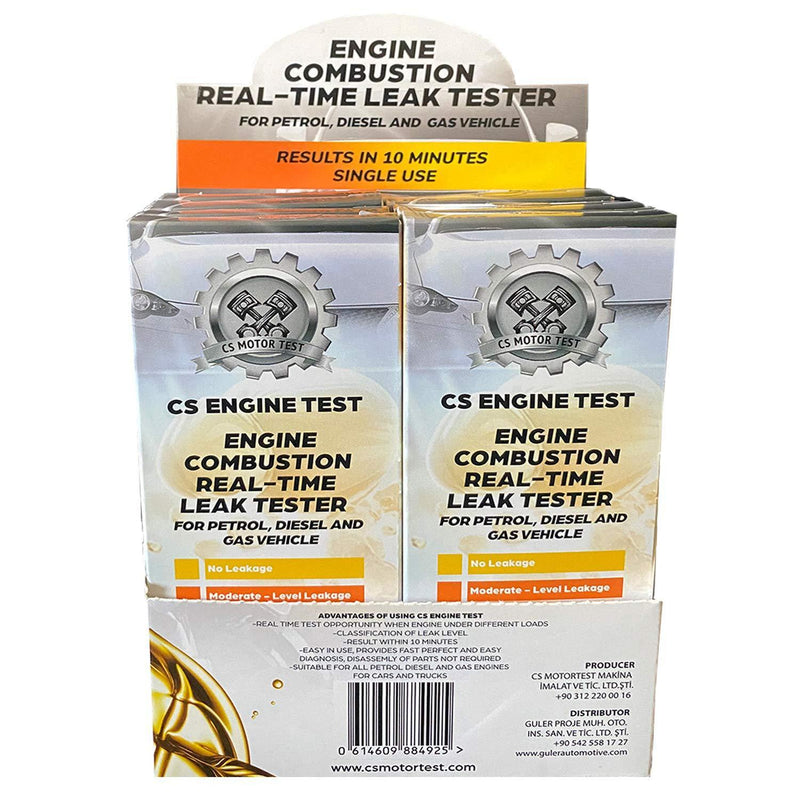 CS Engine Combustion Real-TIME Leak Tester - CO2 Leak Tester - Cylinder Head Gasket Tester - Test While Driving - Petrol Diesel Gas - Engine Under Load Head Gasket Test Kit - 10 PCS in a Special Box