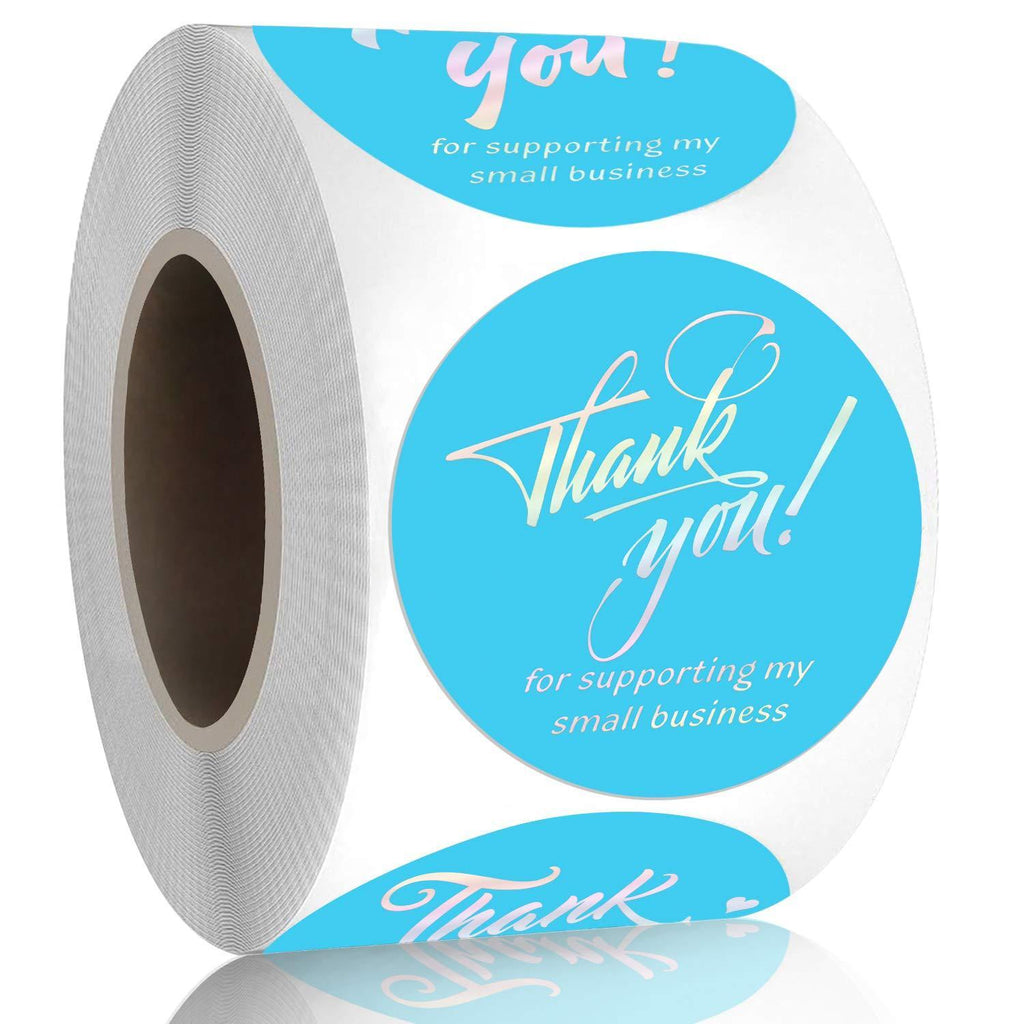 Padike 1.5" Thank You for Supporting My Small Business Stickers, 4 Designs, Highly Recommended for Small Business Owners and Online Sellers, 500 Labels Per Roll (Blue & Silver, 1.5inch) Blue & Silver