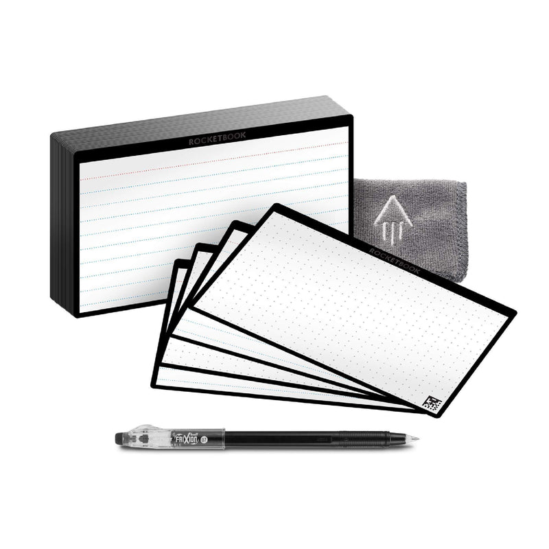 Rocketbook Cloud Cards - Eco-Friendly Reusable Index Note Cards With 1 Pilot FriXion ColorStick Pen & 1 Microfiber Cloth Included - Single Set of 40 (3" x 5") 40 pk