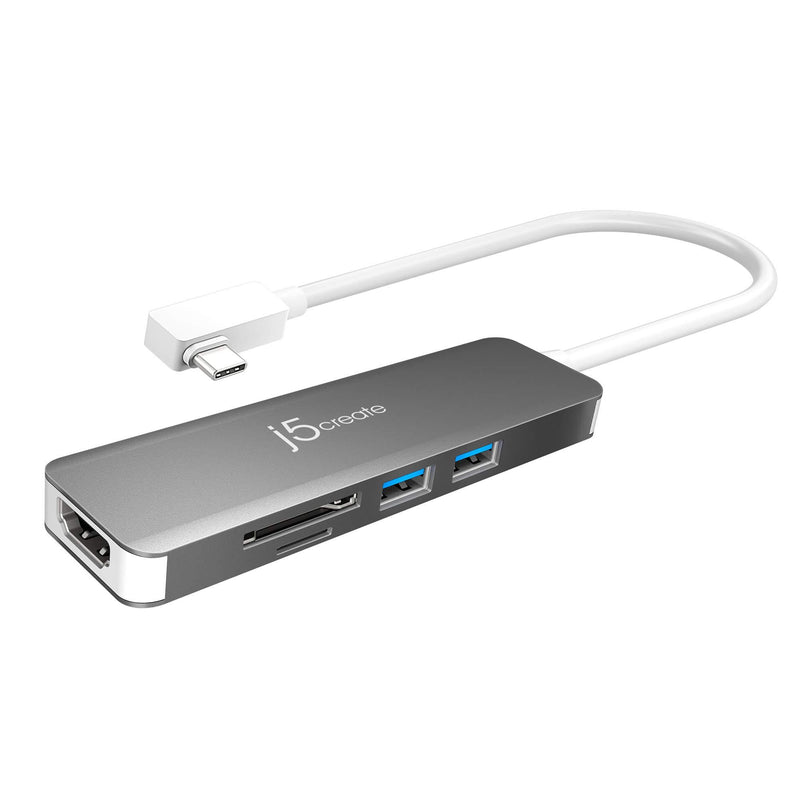 j5create 5 in 1 Compact USB-C Hub, Type C Adapter with 4K HDMI, 2 USB 3.0 Ports, SD and microSD Card Reader, for MacBook Pro, MacBook Air, XPS, Chromebook, and Other USB C Windows Laptops
