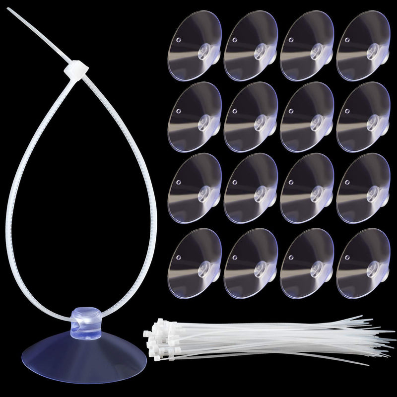 ANCIRS 30pcs 35mm Suction Cups with 50pcs Transparent Zip Ties, Rubber Anti-Collision Sucker Pad Without Hooks for Home & Kitchen Hanging Organization