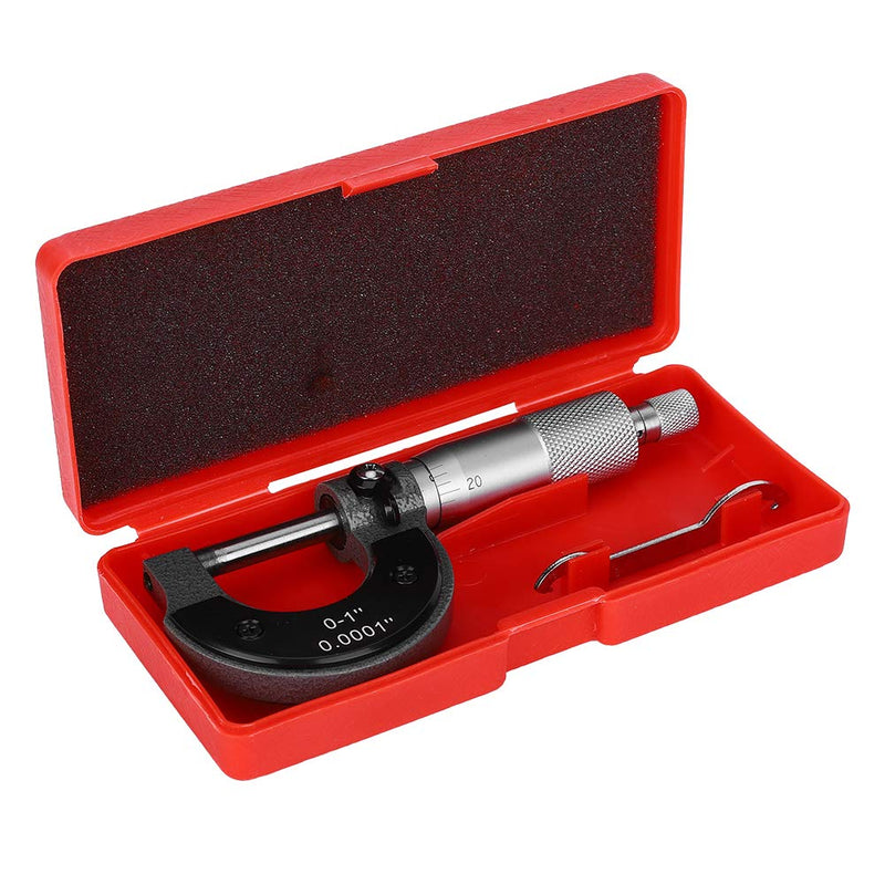 0-1Inch British System Outside Micrometer, 0.0001In Accuracy Micrometer Set with Wrench, Carbon Steel Premium Precision Machinist Tool