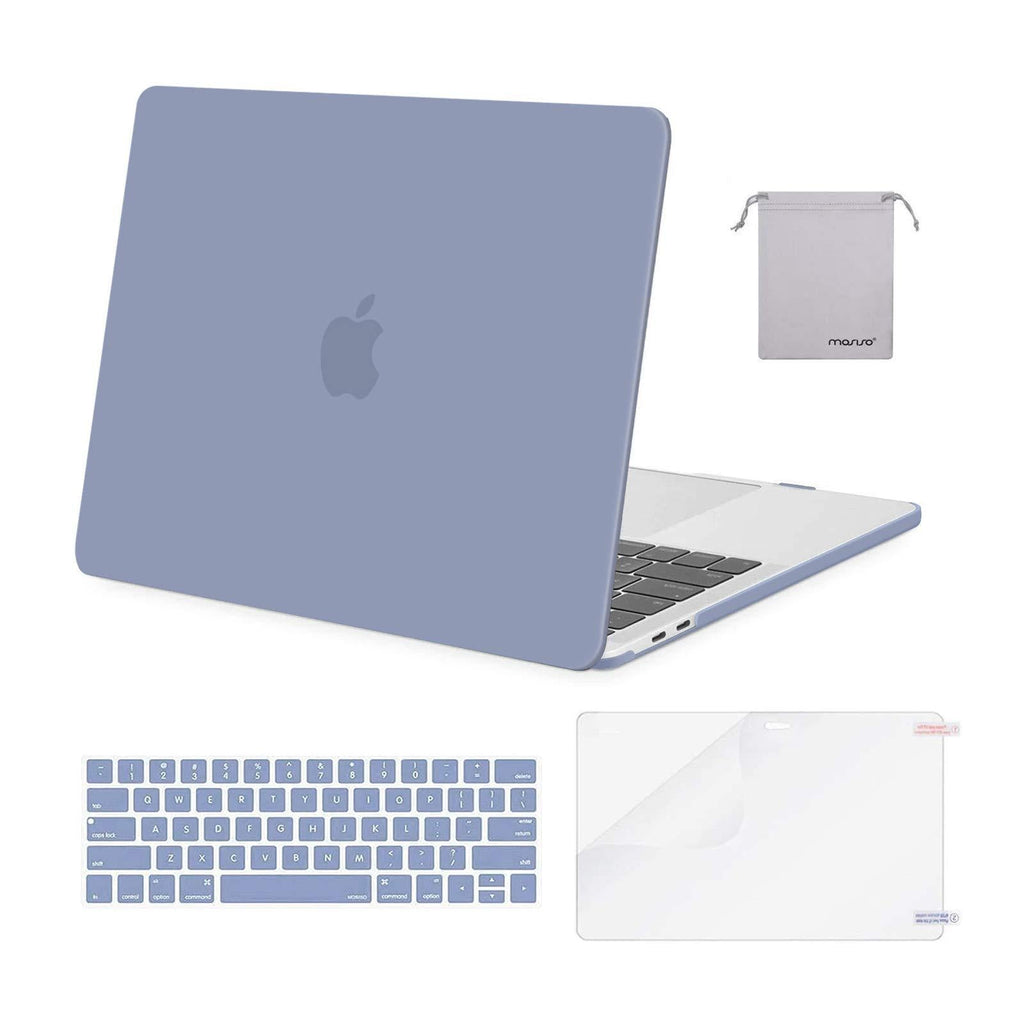 MOSISO Compatible with MacBook Pro 13 inch Case 2016-2020 Release A2338 M1 A2289 A2251 A2159 A1989 A1706 A1708, Plastic Hard Shell Case&Keyboard Cover Skin&Screen Protector&Storage Bag, Lavender Gray