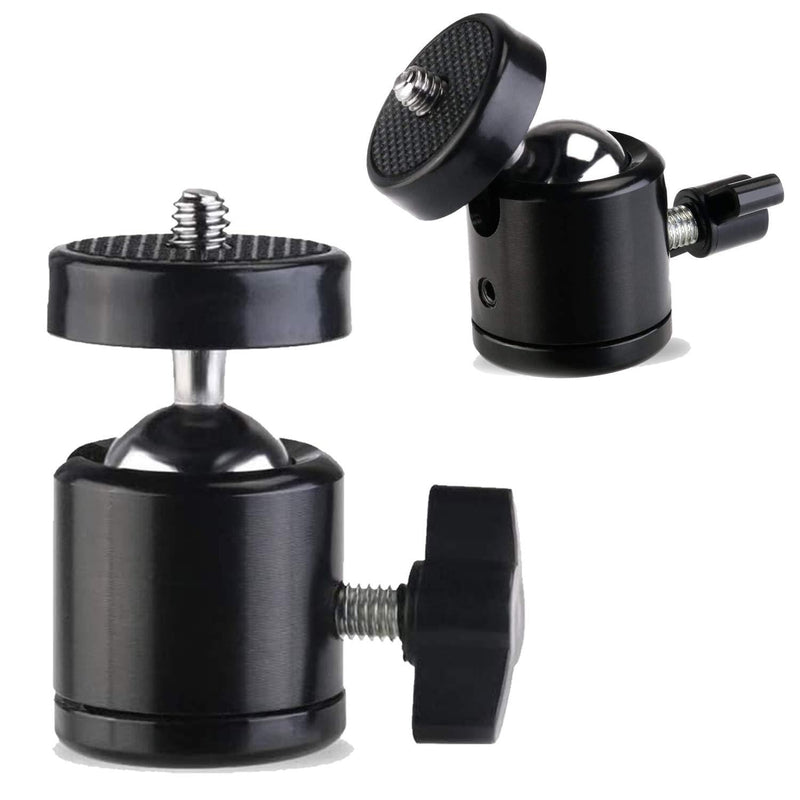 AOQIYUE Universal 1/4" Swivel Mini Ball Head Screw Tripod Mount（2 Pack）, 360 Degree Rotating Mount Base Adapter for DSLR Cameras HTC Vive Tripods Monopods Camcorder Light Stand