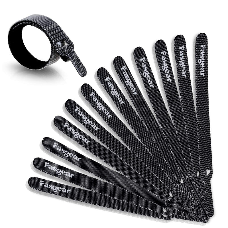 Fasgear Cable Ties, 50 PCS Reusable Cable Straps, Adjustable Fastener Cable Strap Hook and Loop Cord Ties Wraps, 6-inch (Black) 50 Piece Black
