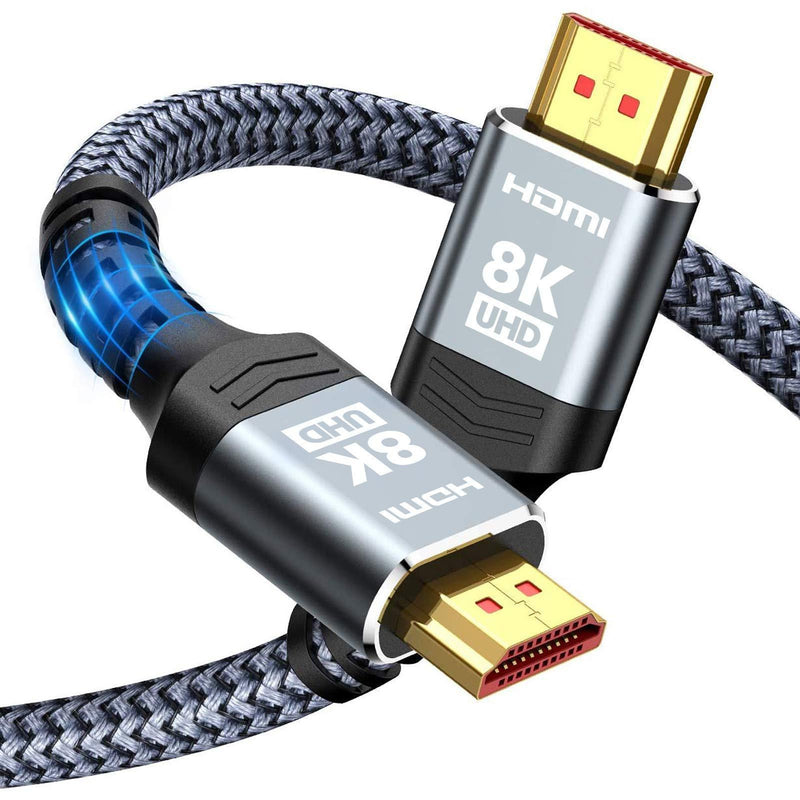 8K HDMI 2.1 Cable 48Gbps 6.6FT/2M, Highwings Ultra High Speed HDMI Braided Cord-4K@120Hz 8K@60Hz, DTS:X, HDCP 2.2 & 2.3, HDR 10 Compatible with Roku TV/PS5/HDTV/Blu-ray 6.6 feet