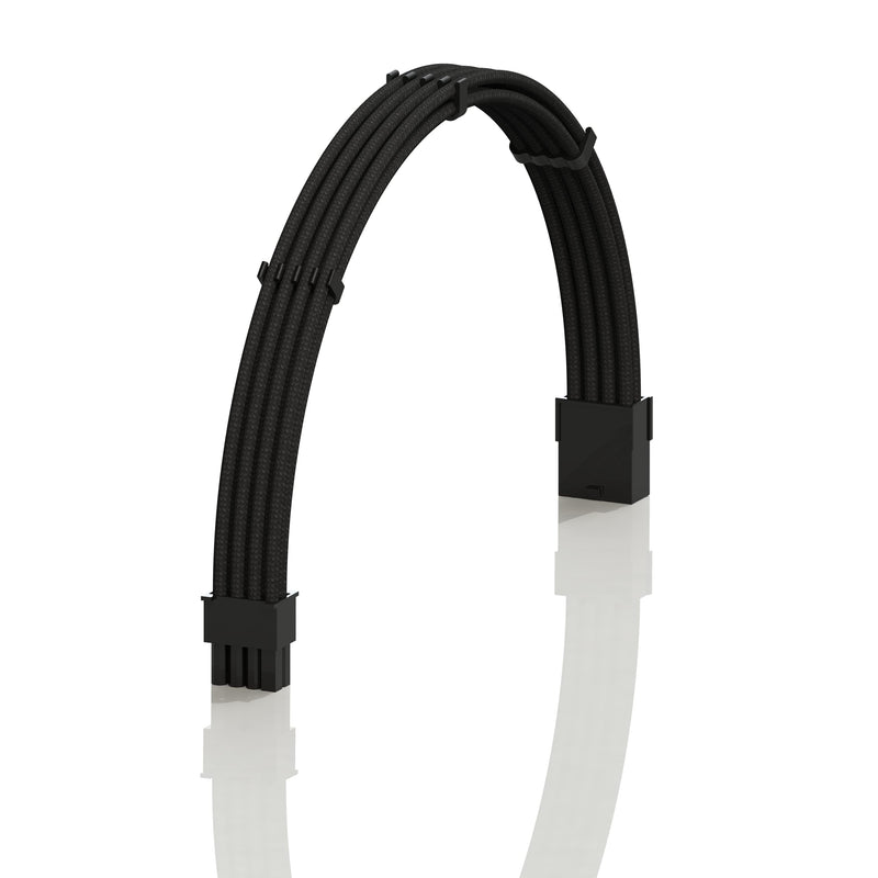 LINKUP - PCI-E 8 (6+2) P GPU PSU Power Supply Braided Sleeved Custom Mod PC Extension Cable w/Combsâ”ƒStrong & Stiff Designâ”ƒSingle Packâ”ƒ30CM 300MM - Black 30cm PURE COLOR Black 8P GPU