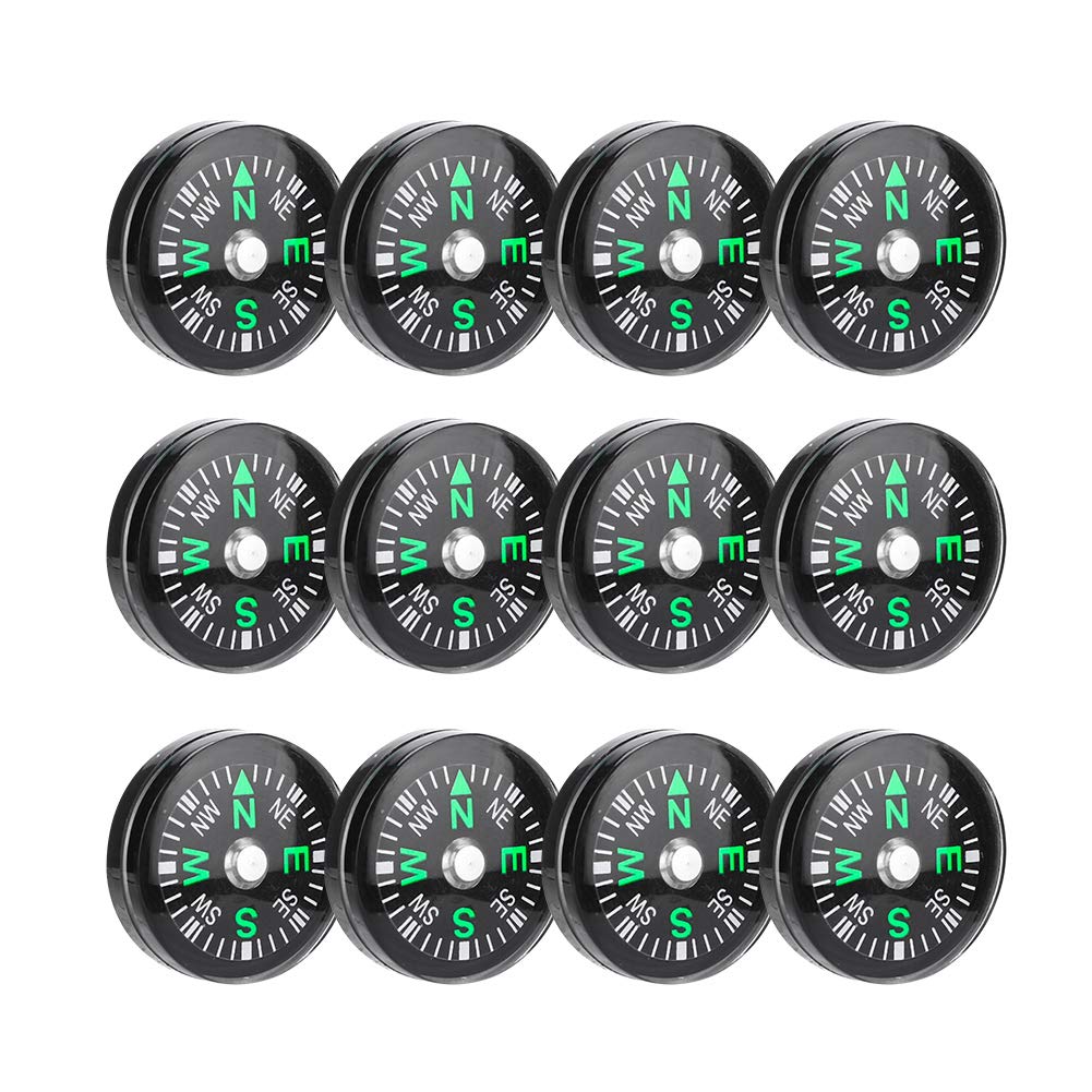 12 Pcs Button Compass, 20mm Mini Pocket Oil Filled Compass for Hiking Camping Outdoor Activities Accessory