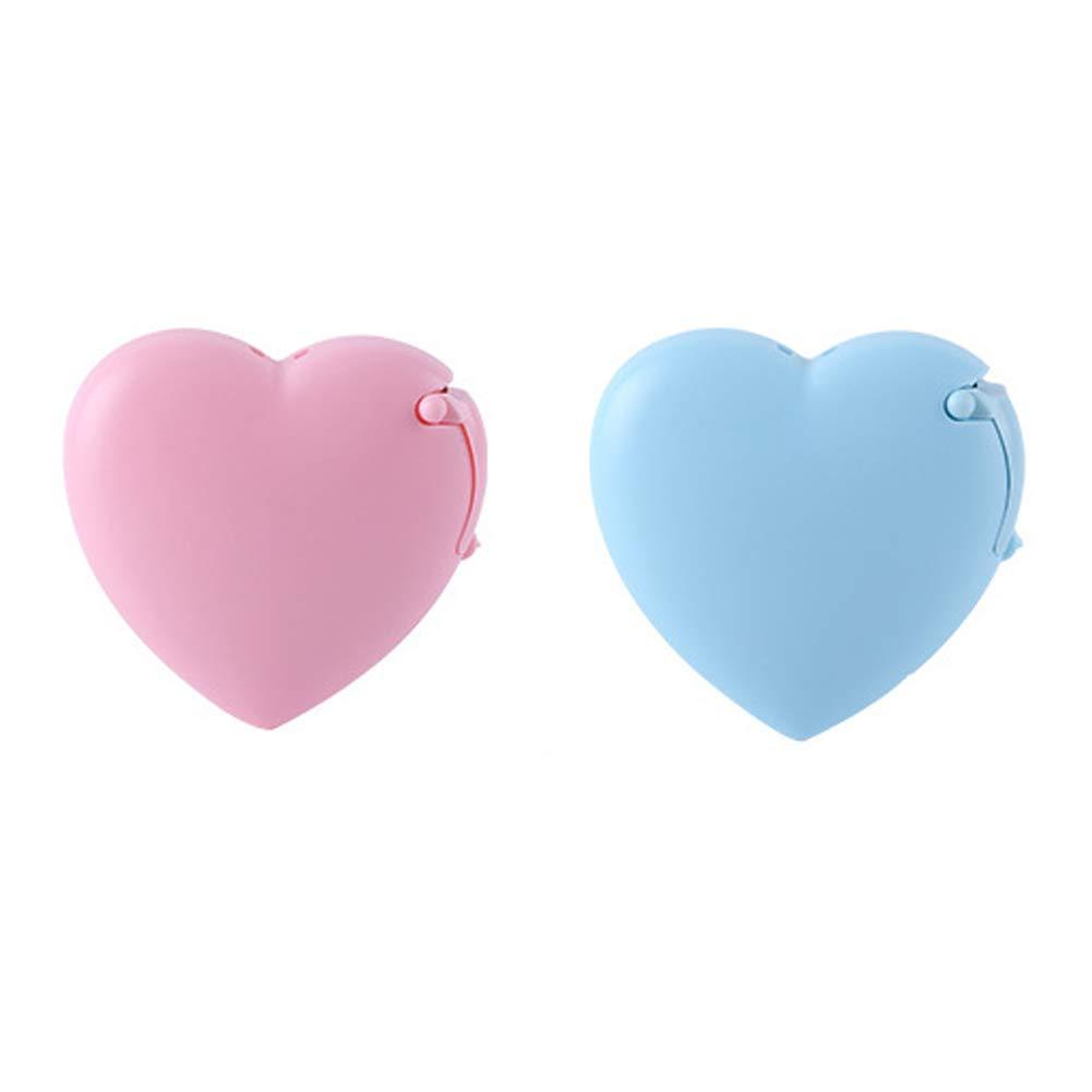 2 Pieces Tape Dispensers Heart Shape Tape Dispensers Invisible Tape Cutter Tape Organizer Portable Roll Tape Holder for Office or School Supply(Blue, Pink)