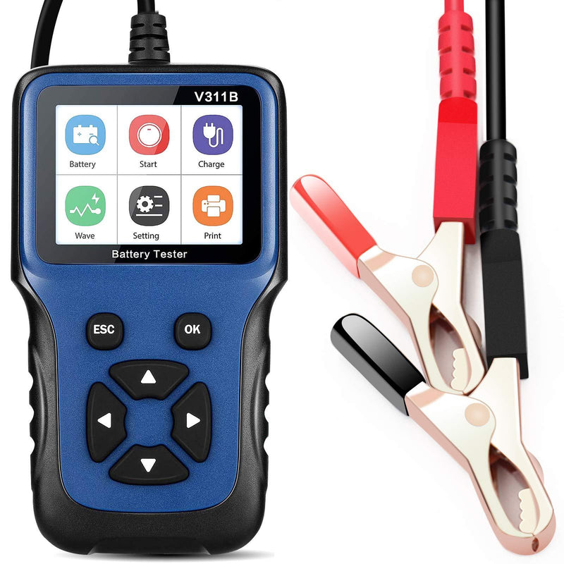 LNEX Car Battery Tester , 2.8'' LCD Color Screen, 100-2000CCA Fast Accurate 12V Battery Load Tester, Cranking and Charging System Digital Battery Analyzer for Car Truck Motorcycle ATV SUV Boat Yacht