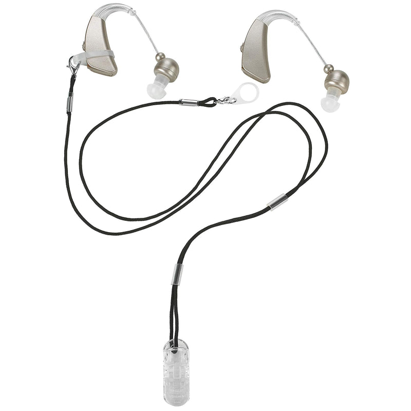 Hearing Aid Clip - Protective Holder with Anti Lost Lanyard Cord - Rope with Loops and Clip and Security Clip Ideal for Behind The Ear Hearing Aids and Personal Sound Amplifiers